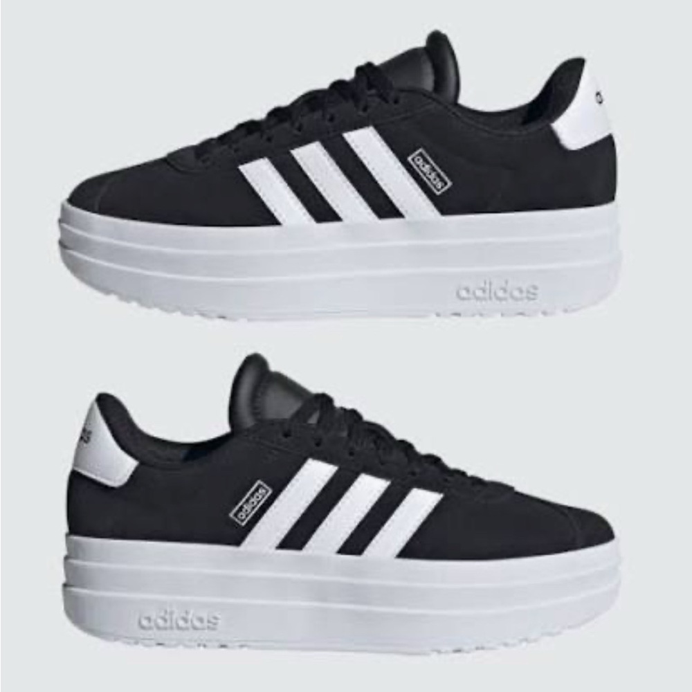 Adidas Women's Black and White Platform Sneakers